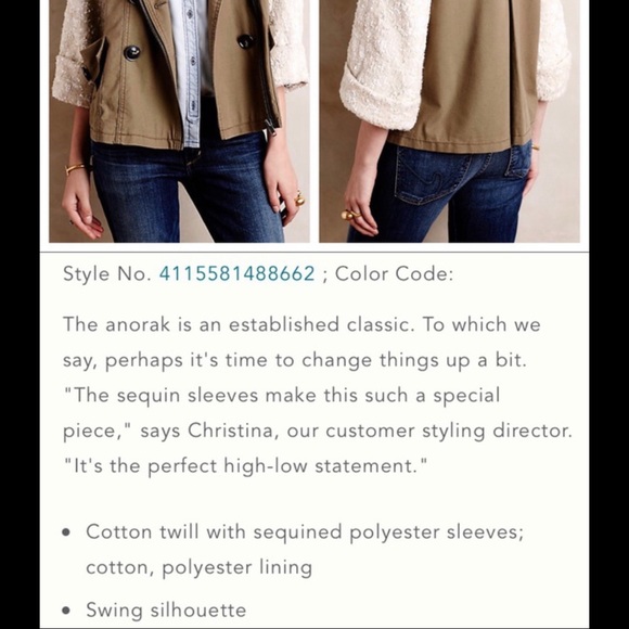 Anthropologie Shimmer sleeve Anorak by Hei her - Picture 6 of 7